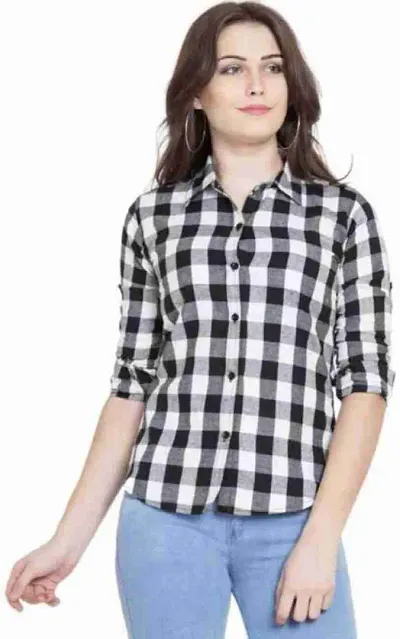 Stylish Checked Long Sleeves Shirt For Women