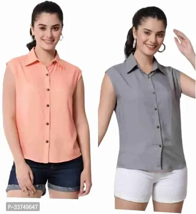 Trendy Rayon Sleeveless Shirt For Women Combo Of 2-thumb0