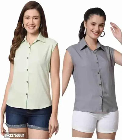 Trendy Rayon Sleeveless Shirt For Women Combo Of 2-thumb0