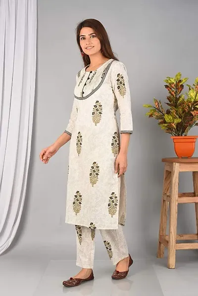 Women Block Print Straight Kurta Palazzo Set