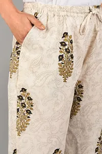 Women Cotton Block Print Straight Kurta Palazzo Set Off-white-thumb3