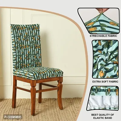 Polyester Spandex Printed Dining Chair Cover Stretchable Removable Washable  Seat Protector/ Slipcover (Green, Pack of 6)-thumb4