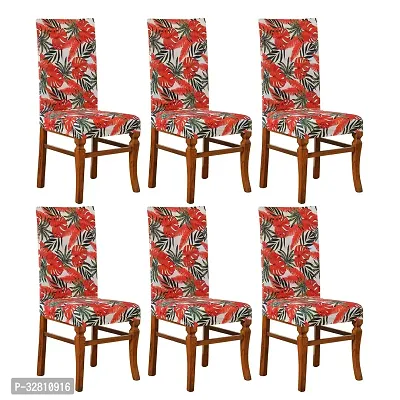 Polyester Spandex Printed Dining Chair Cover Stretchable Removable Washable  Seat Protector/ Slipcover (Multicolor, Pack of 6)-thumb0