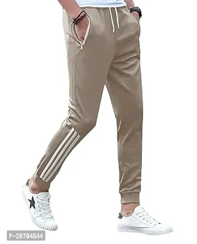 Stylish Fancy Cotton Blend Solid Regular Fit Regular Track Pants For Men-thumb0