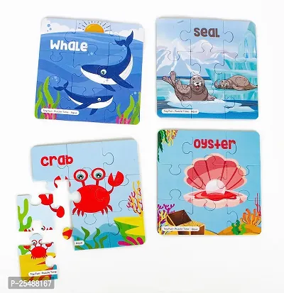 Puzzle Time Aqua Underwater Sea Animals Marine For kids 3 years+ | 12 Jigsaw Puzzle with Sand Timer And Pouch | 108 Pieces | Educational Puzzle game for fun and challegne | Improves focus and Speed-thumb0