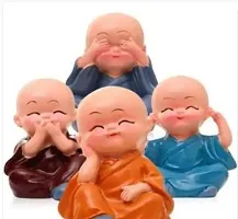 Polyresin Baby Monk Buddha Idols Standard Multicolour  4 Pieces-thumb1