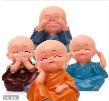 Polyresin Baby Monk Buddha Idols Standard Multicolour  4 Pieces-thumb2