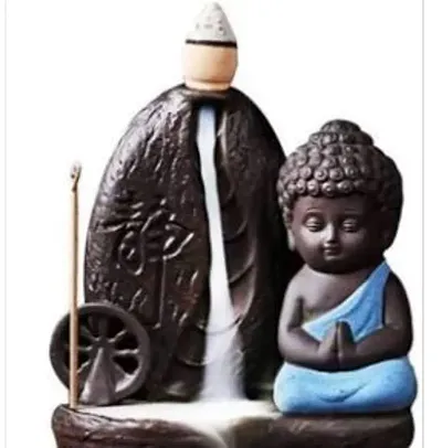 Buddha Smoke Fountain |Buddha Incense Burner  Buddha Statue  Blue  With Free 15 Back Flow Incense Cones