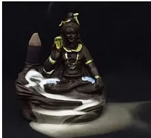 Shiva Smoke Adiyogi with 15 Free Smoke Backflow Scented Cones Decorative Showpiece  10 cm  Polyresin  Black  Gold-thumb1