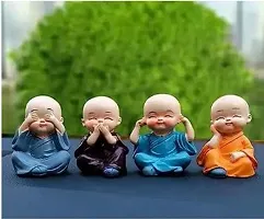 Polyresin Baby Monk Buddha Idols Standard Multicolour  4 Pieces-thumb2