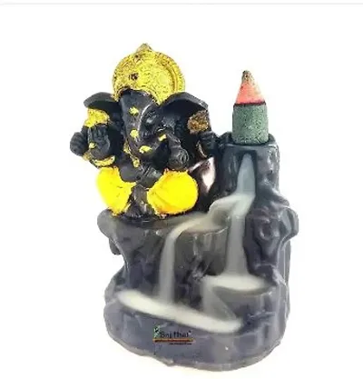 Resin Ganesh Smoke Backflow Cone Incense Holder with 15 Free Smoke Backflow Scented