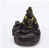 Shiva Smoke Adiyogi with 15 Free Smoke Backflow Scented Cones Decorative Showpiece  10 cm  Polyresin  Black  Gold-thumb2