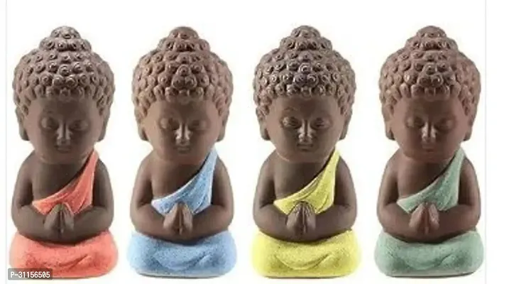 Small Buddha Statue Monk Figurine Tathagata Tea Pet Purple Ceramic Crafts Car Flowerpot Decorative Ornaments Statues Sculptures Liyannan  Color : 4-thumb2