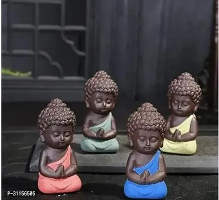 Small Buddha Statue Monk Figurine Tathagata Tea Pet Purple Ceramic Crafts Car Flowerpot Decorative Ornaments Statues Sculptures Liyannan  Color : 4