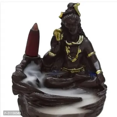 Shiva Smoke Adiyogi with 15 Free Smoke Backflow Scented Cones Decorative Showpiece  10 cm  Polyresin  Black  Gold