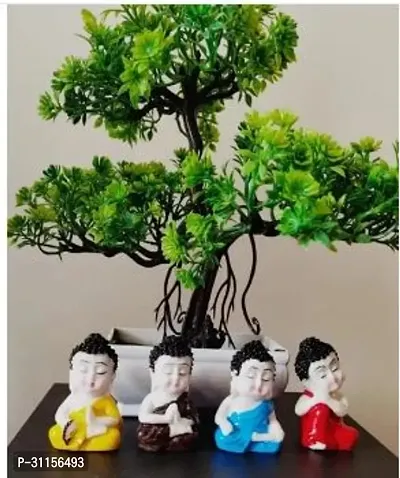 Cute Baby Buddha Resin Showpiece for Home Decor and Office Set of 4