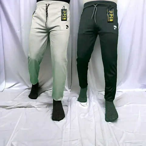 Trendy Multicoloured Polyester Regular Track Pants For Men Pack Of 2