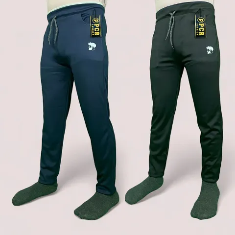 Comfortable Polyester Regular Track Pants For Men 