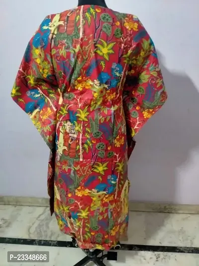 Indian Cotton Kaftan RED FARIDHA-thumb3