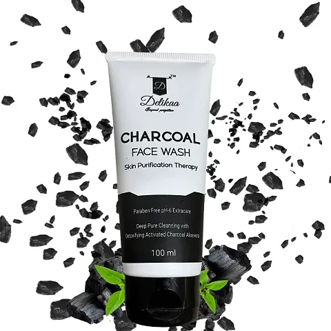Delikaa Charcoal Face Wash - 100ml | Deep Cleansing, Detoxifying Formula for Clear, Radiant Skin