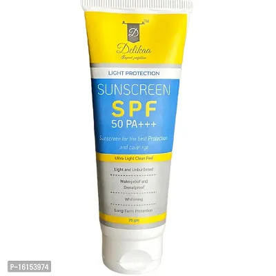 Delikaa Light Protection Sunscreen SPF 50PA+++ - 75g | Non-Greasy, Broad-Spectrum Formula for Daily Sun Protection