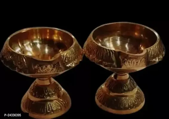 Divya Shakti Heavy Good Quality Pure Brass Diya- Pack Of 2