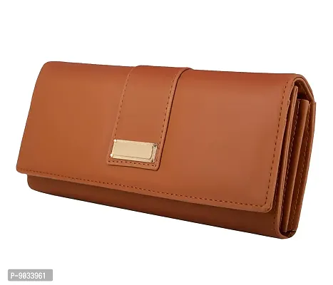 ALSU Women Tan Wallet Cum Hand Clutch with 6 Card Pockets_shd-006tan