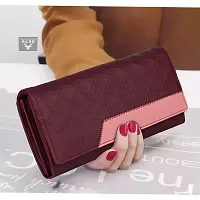 ALSU Women's Trendy Maroon Hand Clutch Wallet with Phone Pocket Card Holder (klm-013mar)-thumb3