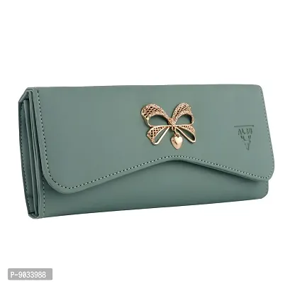 ALSU Women's Bluish Green Hand Clutch Wallet Purse (gdu-015blugrn)