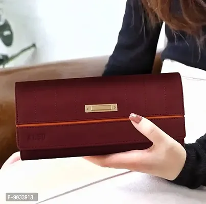 ALSU Women's Trendy Maroon Hand Clutch Wallet with Phone Pocket Card Holder (klm-014mar)-thumb4