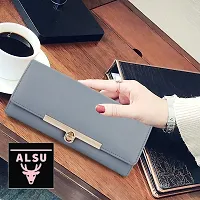 ALSU Women's Blue Hand Clutch Wallet Purse_LDU-012gryshblu-thumb1