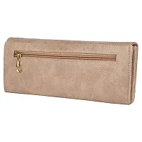 ALSU Women's Leather Clutch Wallet Purse for Women (Beige)-thumb1