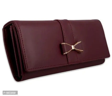 ALSU Maroon Faux Leather Women'sWallet (SHD-004)