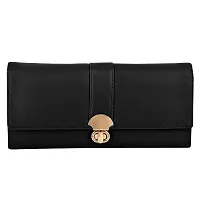 ALSU Women's Black Hand Clutch Wallet Purse_arf-06bk-thumb1