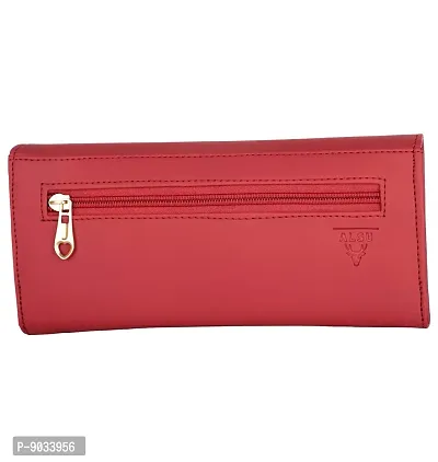 ALSU Red Leather Women's  Girl's Wallet (1955)-thumb4