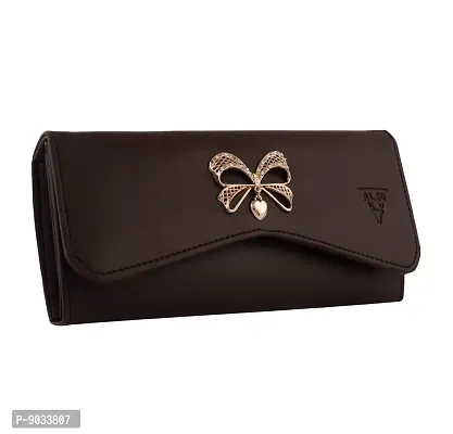 ALSU Women's Brown Hand Clutch Wallet Purse (gdu-015br)