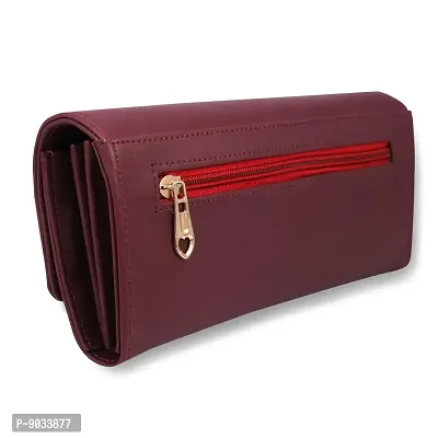 ALSU Women's Maroon Hand Clutch Wallet Purse_LDU-012maroon-thumb2