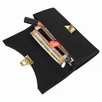 ALSU Black Women's Fancy Stylish Clutch Purse Wallet (LDU-004black) zipper pockets stylish gift for Womens Phone Clutch-thumb4
