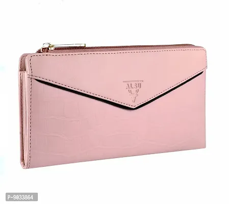 ALSU Women's Peach Hand Clutch Wallet (Pink)-thumb0