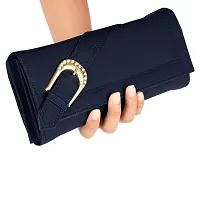 ALSU Navy Blue Women's Fancy Stylish Clutch Wallet Purse Handbag (LDU-001Gr) gift for Womens Phone Clutch Casual-thumb2