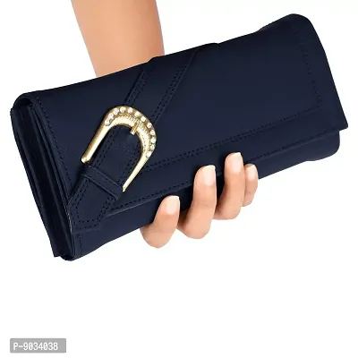 ALSU Navy Blue Women's Fancy Stylish Clutch Wallet Purse Handbag (LDU-001Gr) gift for Womens Phone Clutch Casual-thumb3