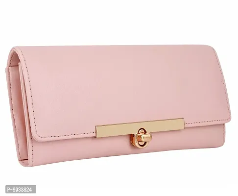 ALSU Women's Pink Hand Clutch Wallet Purse_LDU-012pnk