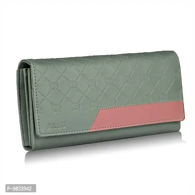 ALSU Women's Green Hand Wallet Clutch (klm-013blugrn)