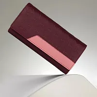 ALSU Women's Trendy Maroon Hand Clutch Wallet with Phone Pocket Card Holder (klm-013mar)-thumb1