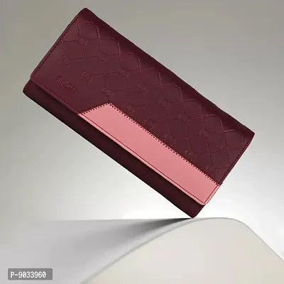 ALSU Women's Trendy Maroon Hand Clutch Wallet with Phone Pocket Card Holder (klm-013mar)-thumb2