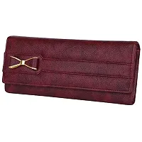 ALSU Maroon Women's Leather Fancy Stylish Clutch Wallet Purse Handbag (LDU-011mr) gift for Womens Phone Clutch Casual-thumb1