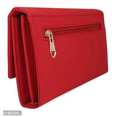 ALSU Women's Red Hand Clutch Hand Wallet Cum Sling Bag_gdu-009red (Red)-thumb2