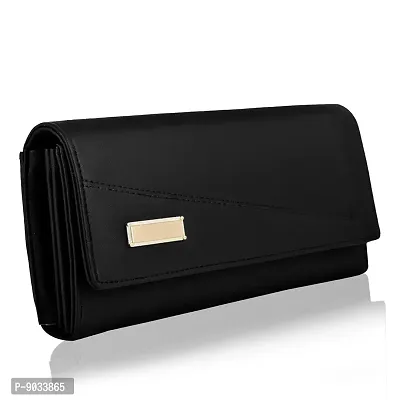 ALSU Women's Black Wallet Cum Hand Clutch with 4 Card Pockets_arf-003bk