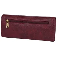 ALSU Maroon Women's Leather Fancy Stylish Clutch Wallet Purse Handbag (LDU-011mr) gift for Womens Phone Clutch Casual-thumb2