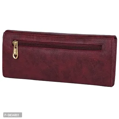 ALSU Maroon Women's Leather Fancy Stylish Clutch Wallet Purse Handbag (LDU-011mr) gift for Womens Phone Clutch Casual-thumb3